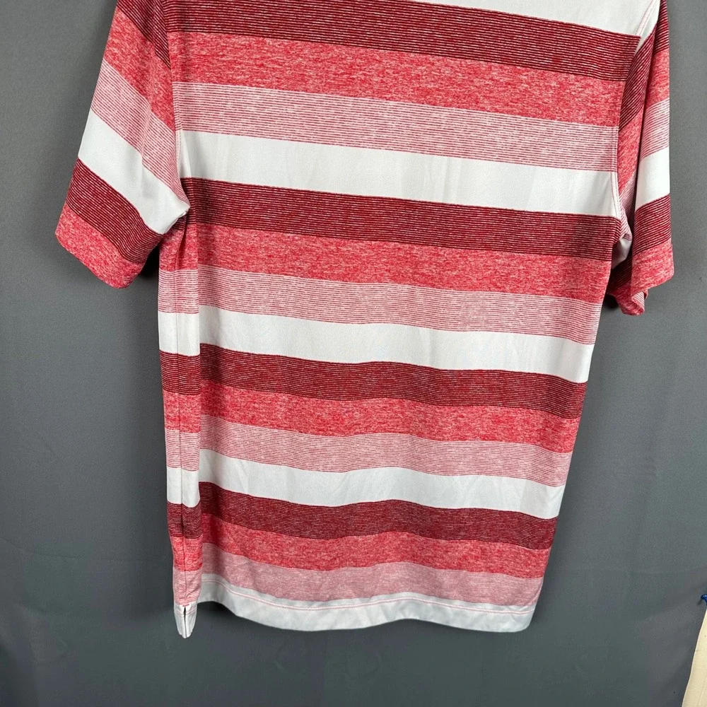 Nike Golf Mens Red White Striped Short Sleeve Polo Shirt Large